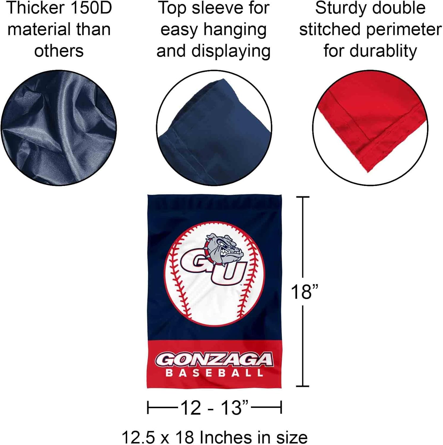 Gonzaga Bulldogs Baseball Garden Banner Flag - Image 3