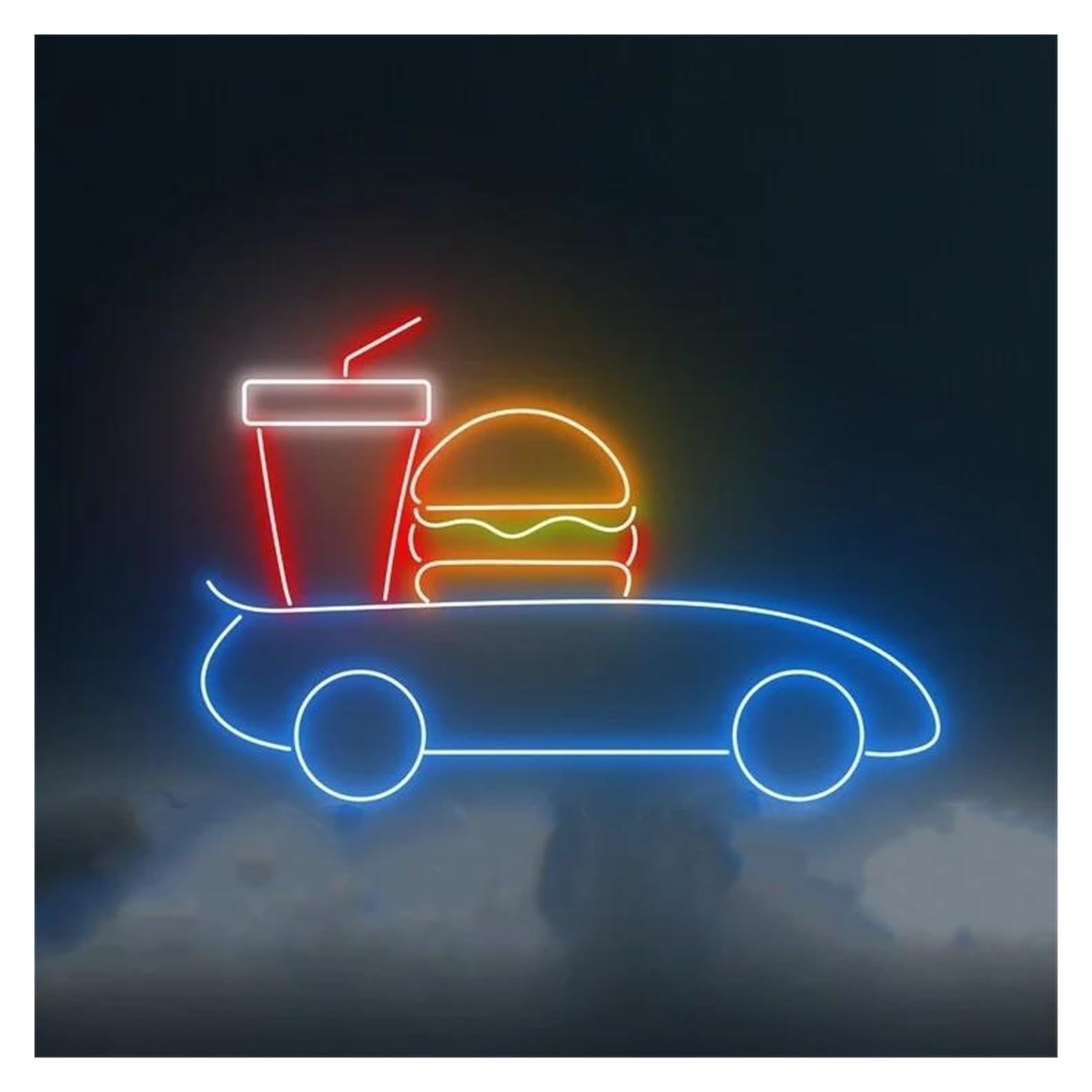 LEMST Sign Lamp Drink Hamburger Neon Sign Wall Room Decor Business Restaurant Fast Food Welcome Signboard 38cm