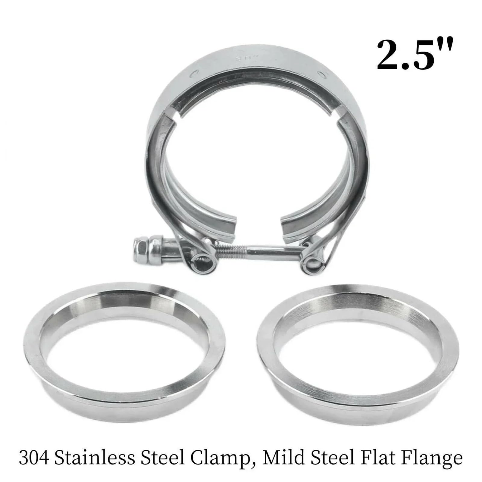 Collier V acier inox 304, tuyau descente échappement bride plate 1,5–4 pouces
