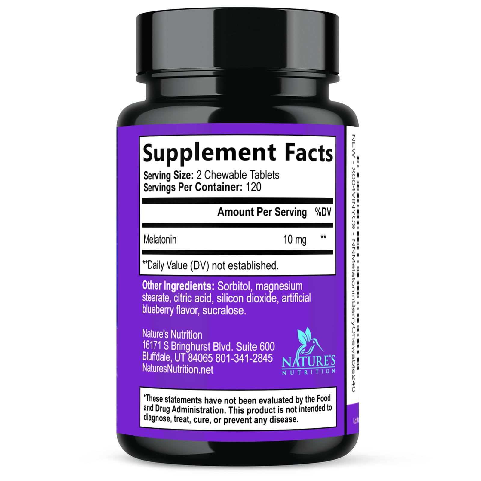 Melatonin Sleep Supplement 10mg - Maximum Strength 100% Drug Free, Non-Habit Forming - Best Sleep Supplements for Adults Restful Sleep - Fast Dissolve Melatonin, Berry Flavored - 240 Chewable Tablets — Amazon image 9