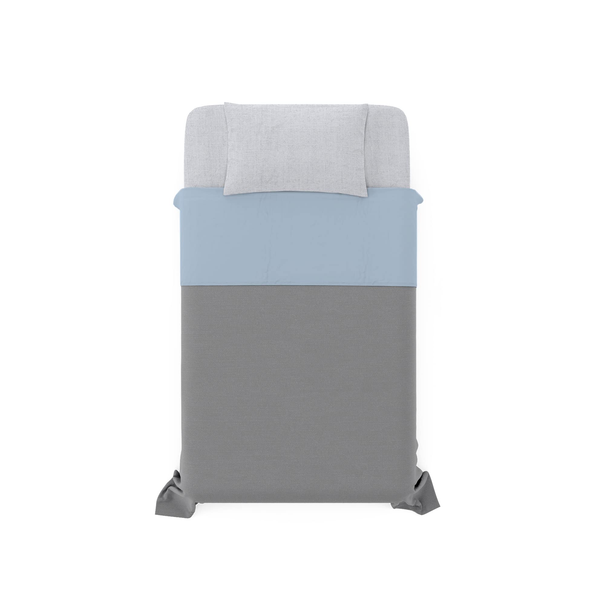 B-CL-TC-1PM-18-azzu Italian Bed Linen TRENDY CHIC 100% Cotton Bedding Set, Queen Size, Light Blue, Azure, King single - Image 2