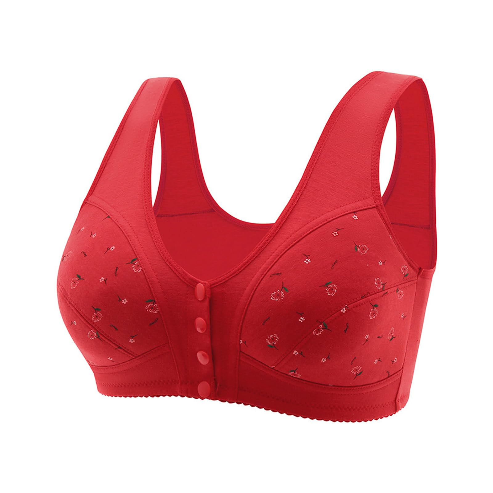 Daisy Bras for Older Women No Underwire Front Closure Wireless Push Up Bras Floral Print Soft Comfy Sleep
