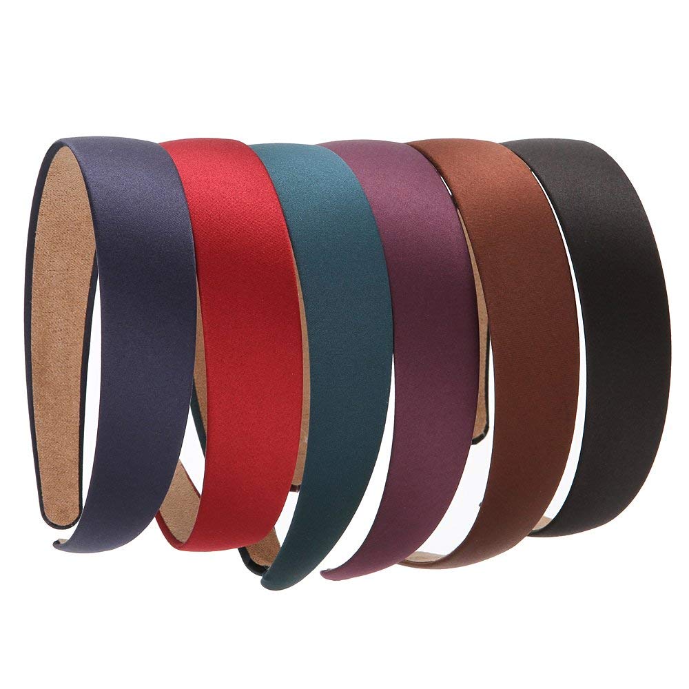 6 Pcs Hard Headbands, 1 Inch Wide Non-slip Ribbon Hairband for Women (6 PCS Deep Color) RANDOM COLOR-image-33