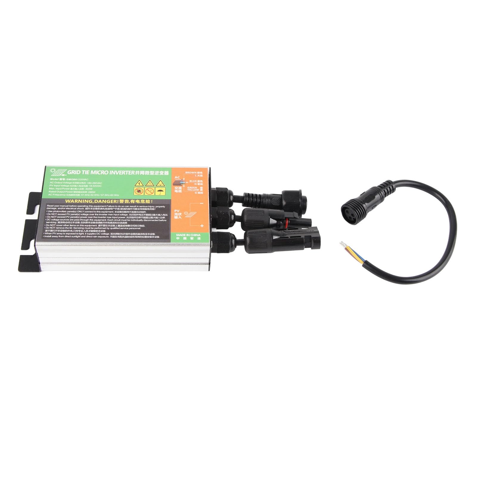 Hyuduo Inverter Fotovoltaico Trifase a Onda Sinusoidale Pura 300 W AC 220 V con Protezione della Temperatura e Protezione Isolante per Sistemi di Rete Solare