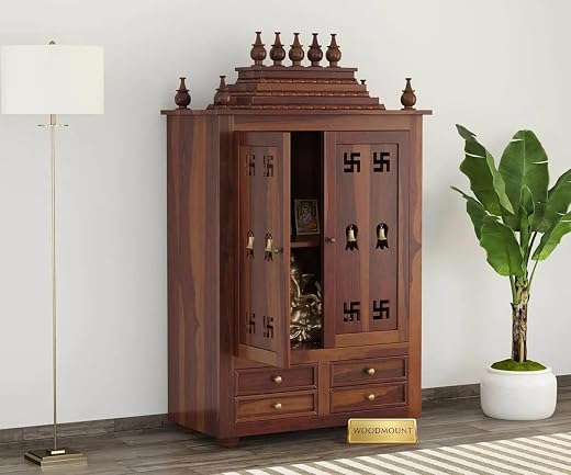 FURNIHUB Solid Sheesham Wood mandir for Home Big Size | Wooden Pooja Mandir, Puja Ghar Mandap/Mandapam (B2)