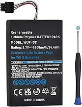 Pickle Power 6600mAh Wii U Gamepad Battery, Rechargeable Wii U Battery Replacement for Nintendo Wii U Gamepad WUP-010 WUP-012