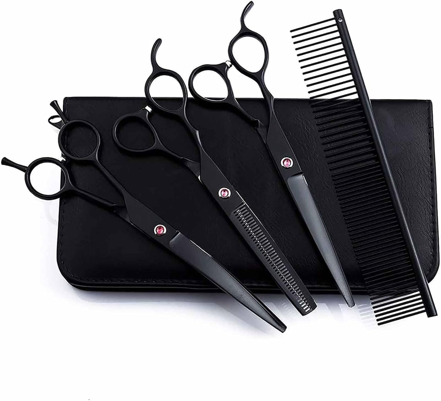 Genérico Tijeras De Peluquería Canina para Zurdos, Tijeras para Mascotas De Acero Inoxidable, Diseño Ergonómico, Recorte Completo De Cuerpo Y Cara, con Juego De Peines