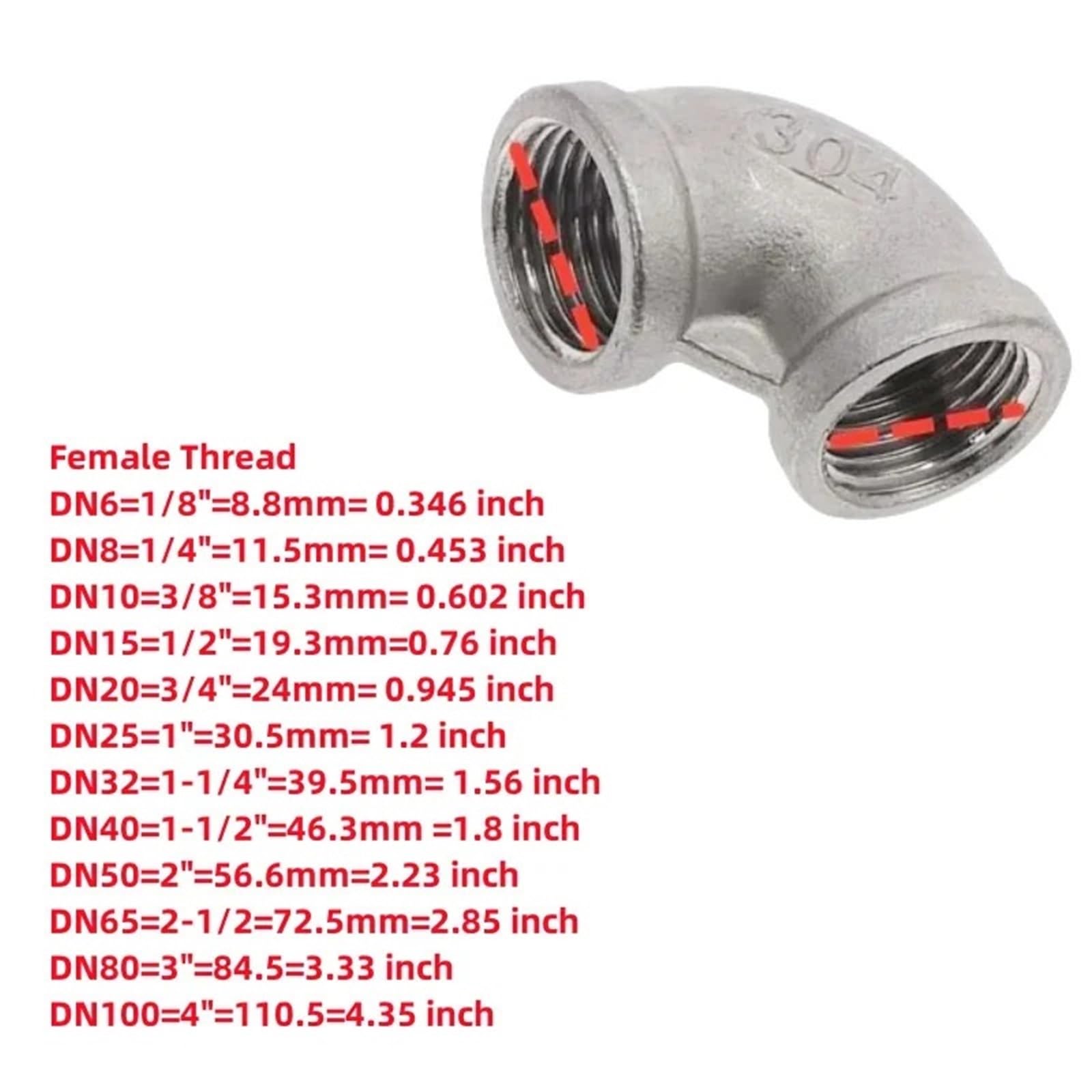 1/8" 1/4" 3/8" 1/2" 3/4" 1" 1-1/4" BSP Kolanko 90 stopni Ze stali nierdzewnej 304 Złącze rurowe z gwintem wewnętrznym Adapter do akwarium