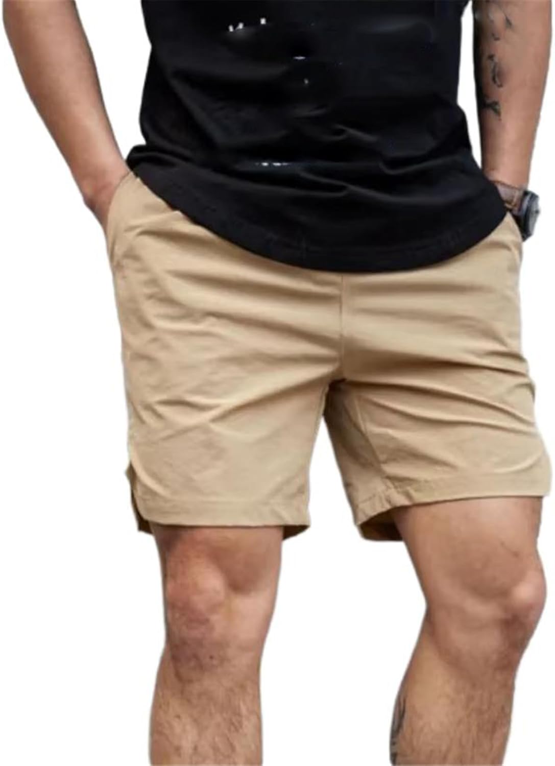 GUOYUXIAO Men's Casual Shorts Lightweight Cotton for Beach Hiking Travel Quick Dry