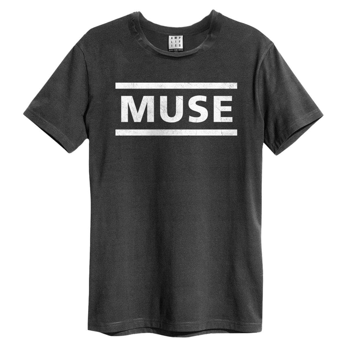 Amplified Men's Charcoal Muse Logo T-Shirt - Crew Neck Short Sleeve L