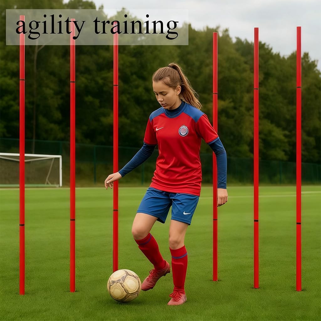 Soccer Agility Training Equipment, 6 Adjustable Soccer Training Agility Poles, 1 Speed Agility Ladder,10 Soccer Agility Cones for Training, 1 Jump Rope + Storage Bag for Youth Soccer Drills