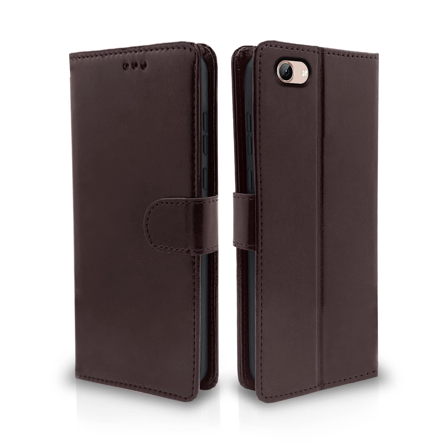 Pikkme Vivo V5 / V5S / Y66 / Y67 Flip Case Leather Finish | Inside TPU with Card Pockets | Wallet Stand and Shock Proof | Magnetic Closing | Complete Protection Flip Cover (Coffee) (B0BF9P9LFJ) Amazon Price History, Amazon Price Tracker