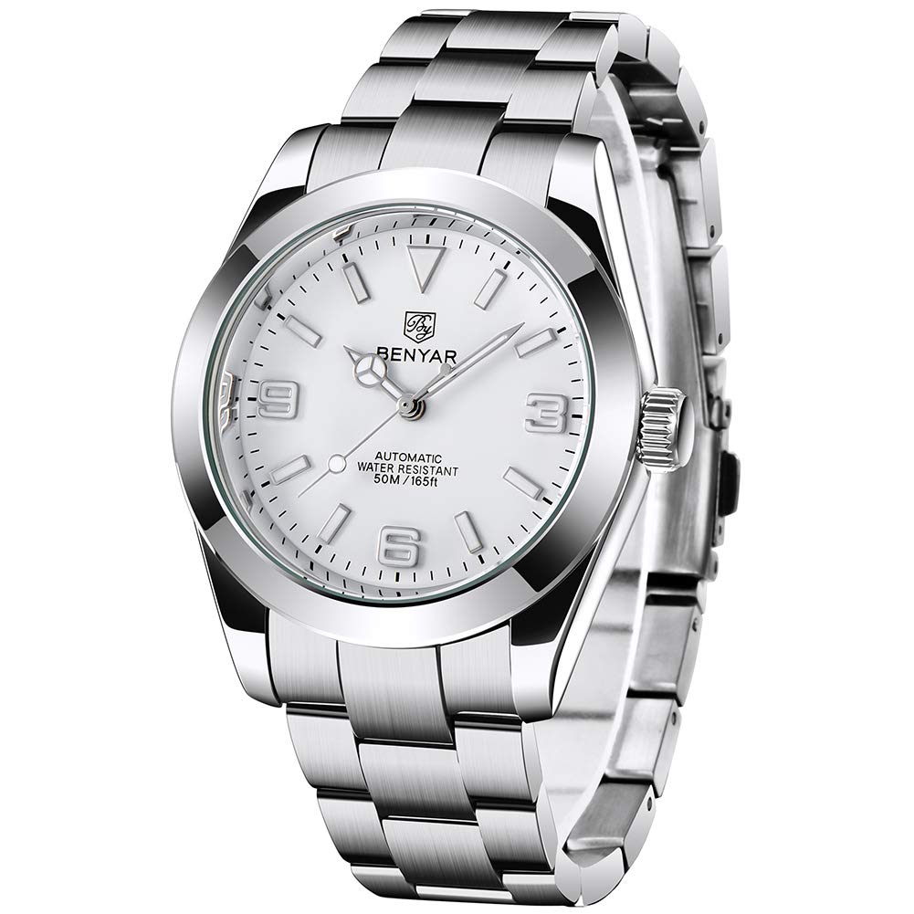 BENYAR Classic Men's Automatic Mechanical Watch Stainless Steel Strap Waterproof Luminous Simple Business Sports Wristwatch…
