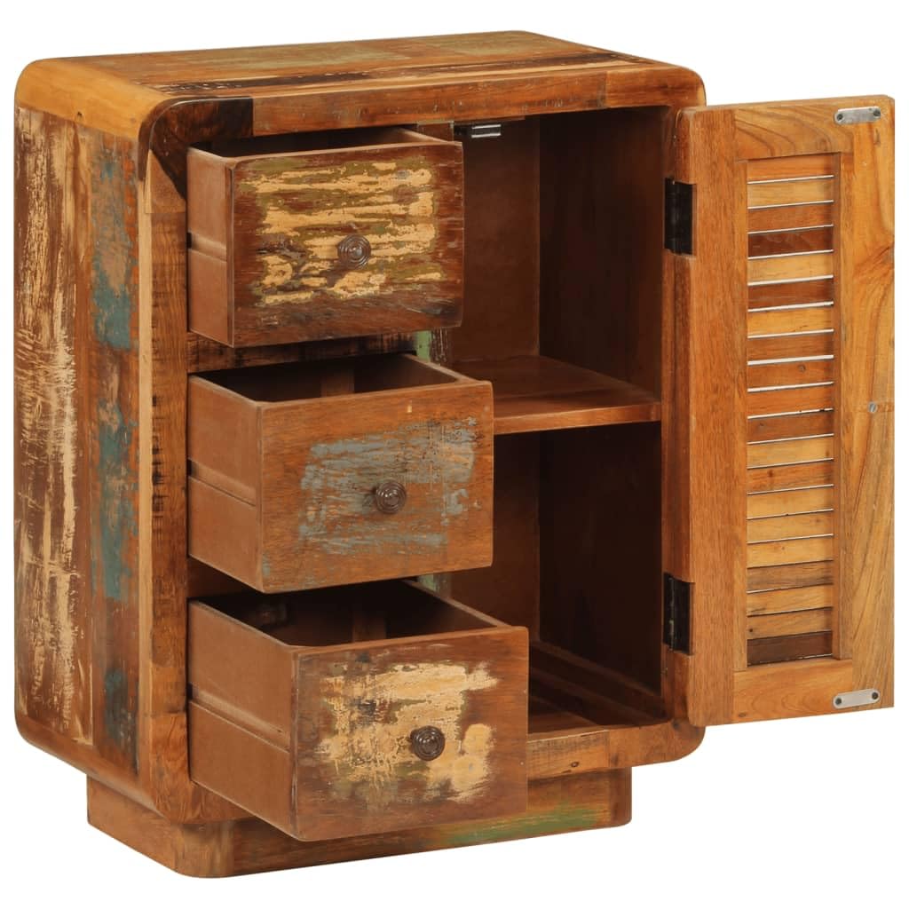 Credenza con 3 Cassetti 55x30x70 cm Legno Massello di Recupero, PL352026