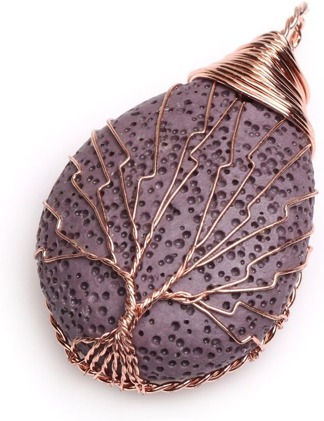 SHGbeads 30x41mm Drop Purple Lava Worry Stone Semi Precious Cocktail Charkra Pendant Jewellery for Women, Purple 30x41mm