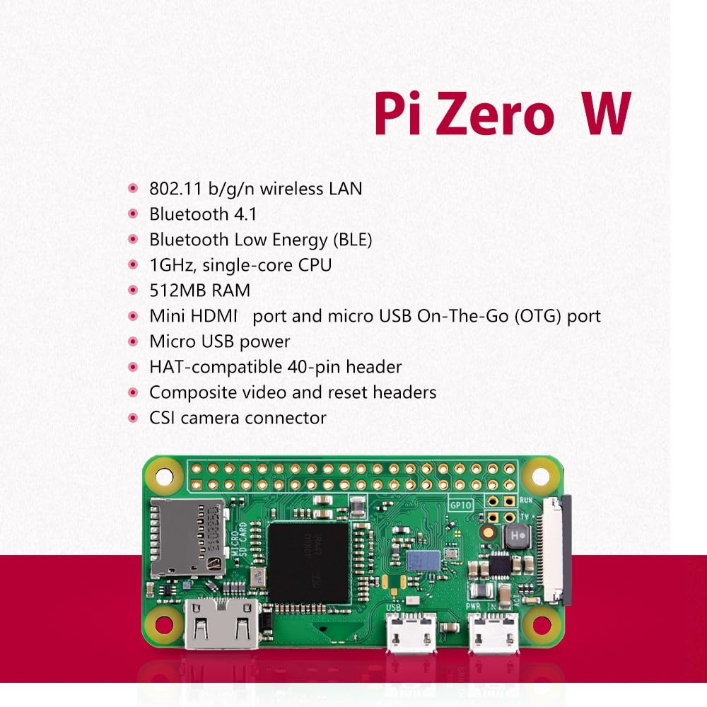GeeekPi Zero W Kit for Raspberry Pi Zero W Board, with Pi Zero W Aluminum Case, Copper Heatsink, 20Pin Header, Micro USB to OTG Adapter, Switch Cable and HDMI Adapter
