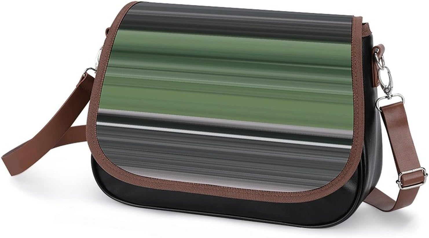 Abstract #1 Olive Green And GreyWomen's Faux Leather Crossbody Bag, Waterproof Wrinkle-Resistant Shoulder Bag with Detachable Strap, Large Capacity Casual Handbag, Fashion Daily Purse for Shopping Wo