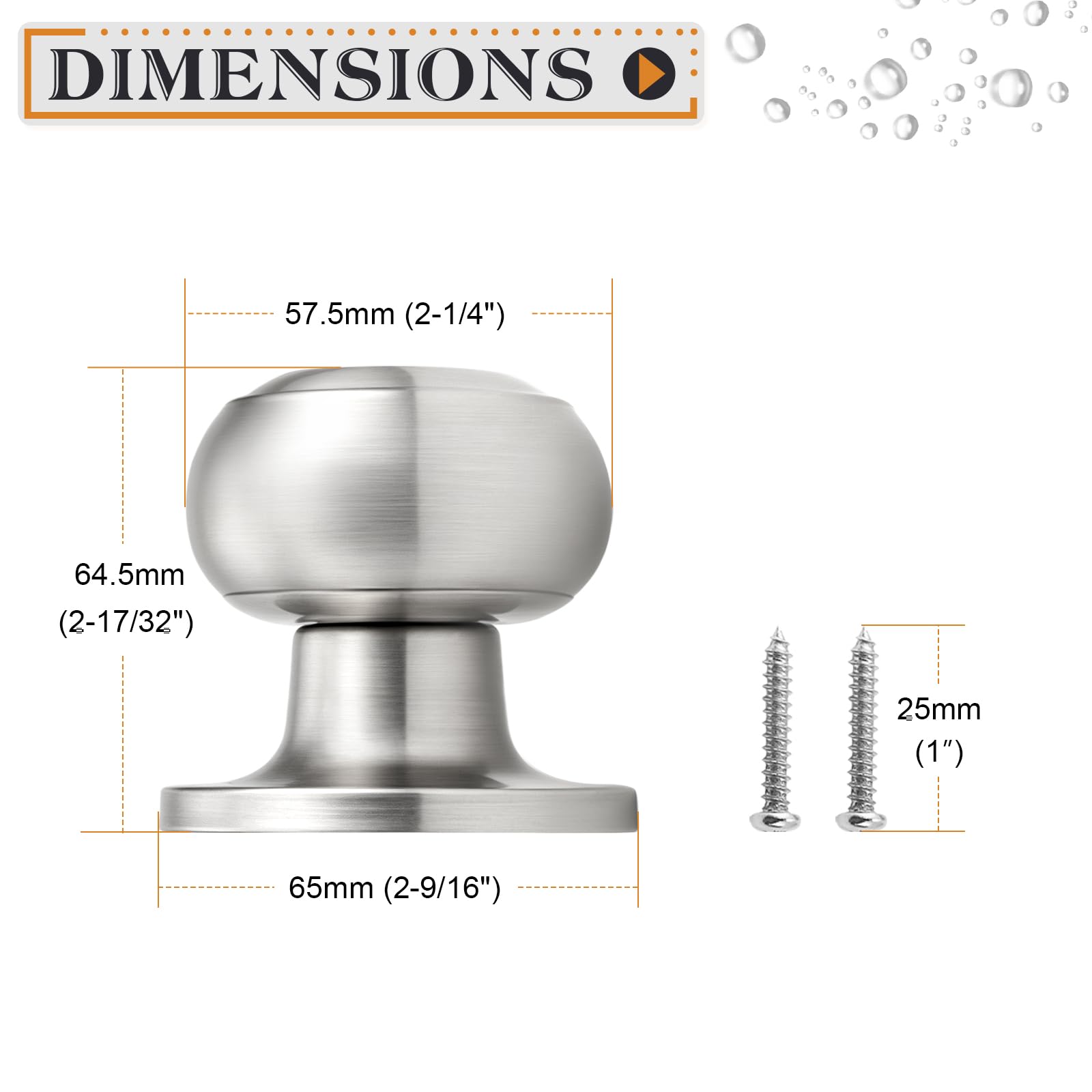 Brushed Nickel Dummy Door Knobs - 2 Pack -6