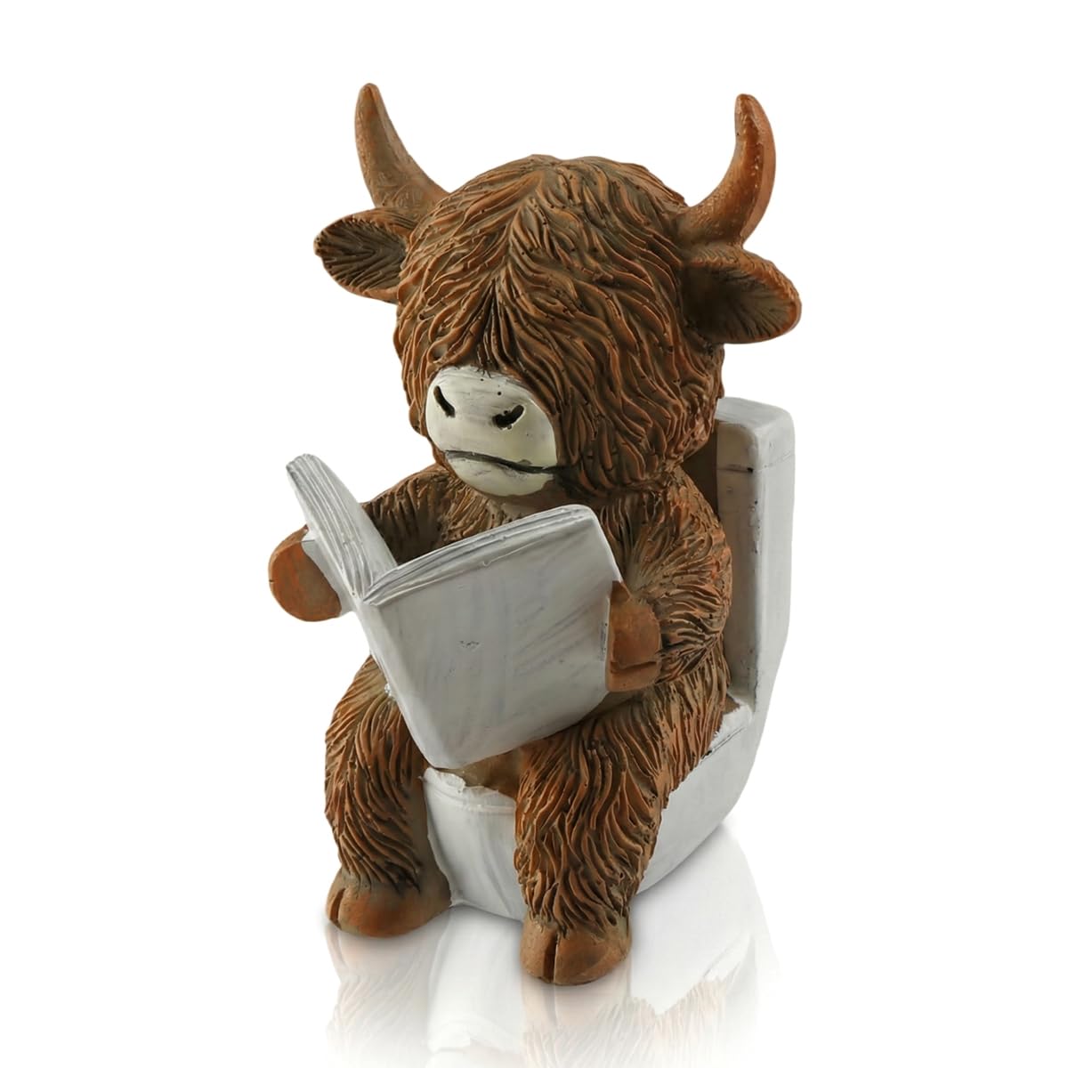 Lotsdonxia Multicolor Funny Highland Cow Bathroom Figurine – Humorous Resin Ornament With Toilet & Bathtub Decor Options, Farmhouse Style Shelf Accent