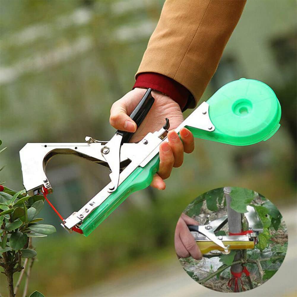 Herramienta de cinta de jardín con 20 rollos de cinta y cuchilla, pistola de atar para vides, tomates, uvas, kit de soporte de verduras