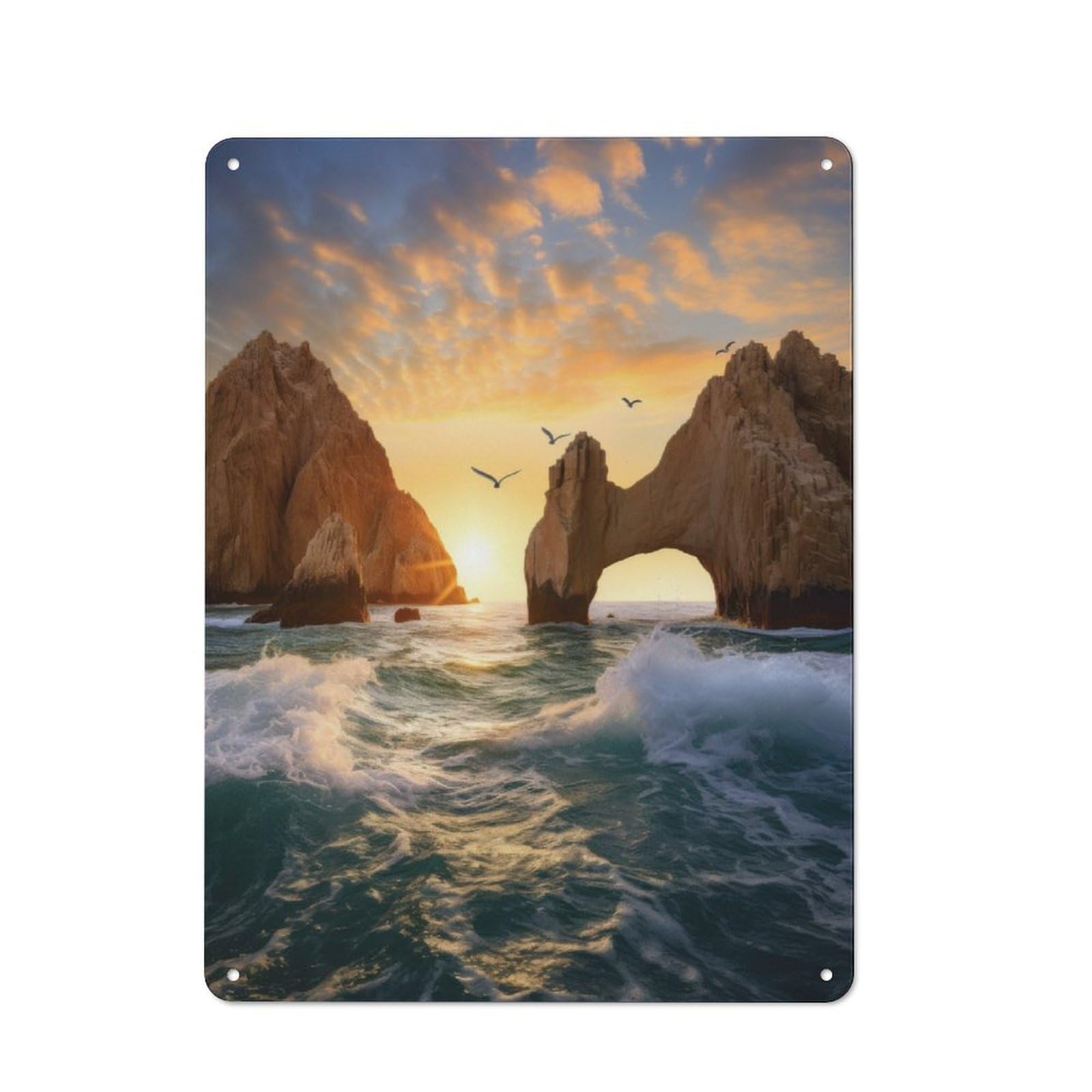 Junmoney Cabo San Lucas Rocks Metal Plaque 40X30cm With For Garage Wall, Retro Decor, Housewarming Present For People Styling Garage