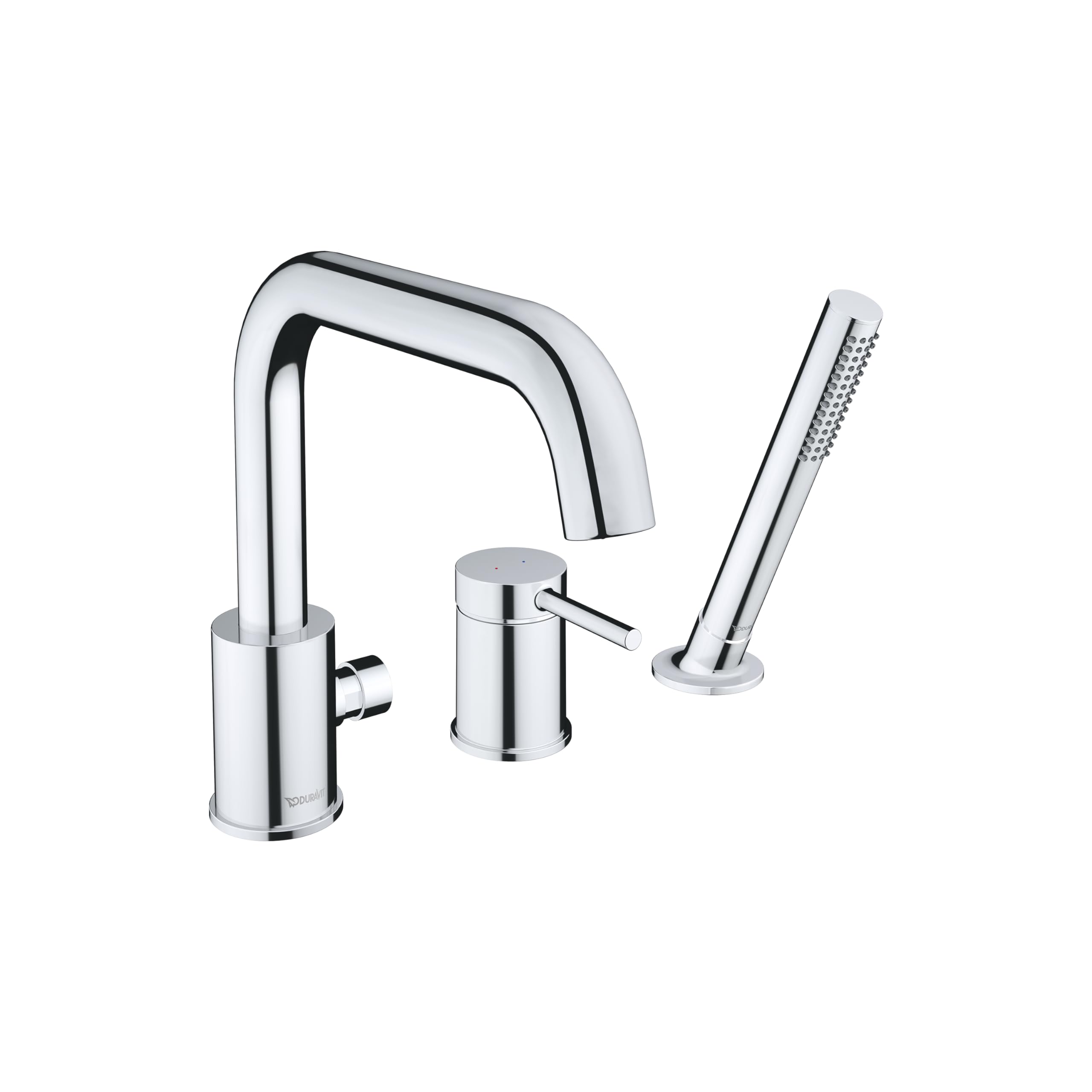 Duravit Circle 3-Loch Wannenarmatur, Einhebel-Wannenmischer mit Keramikmischsystem, Badewannenarmatur, Chrom