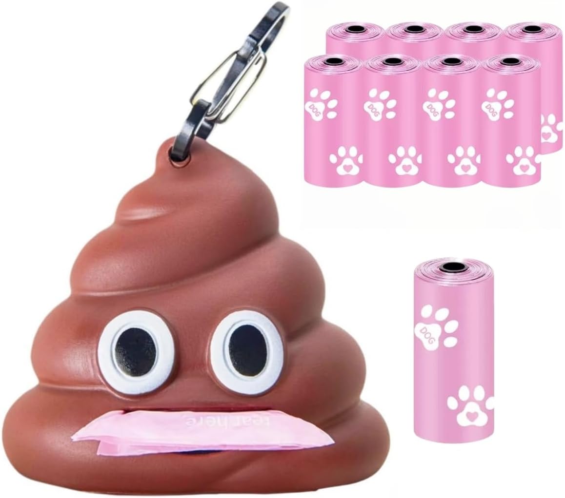 Cute Poop Shaped Dog Poop Bag Holder with Sturdy Carabiner Clip