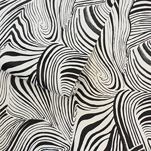 Tempaper X Novogratz Waverly White & Black Zebra Marble Removable Peel And Stick Wallpaper, 20.5 In X 16.5 Ft, Made In The Usa #TOP7