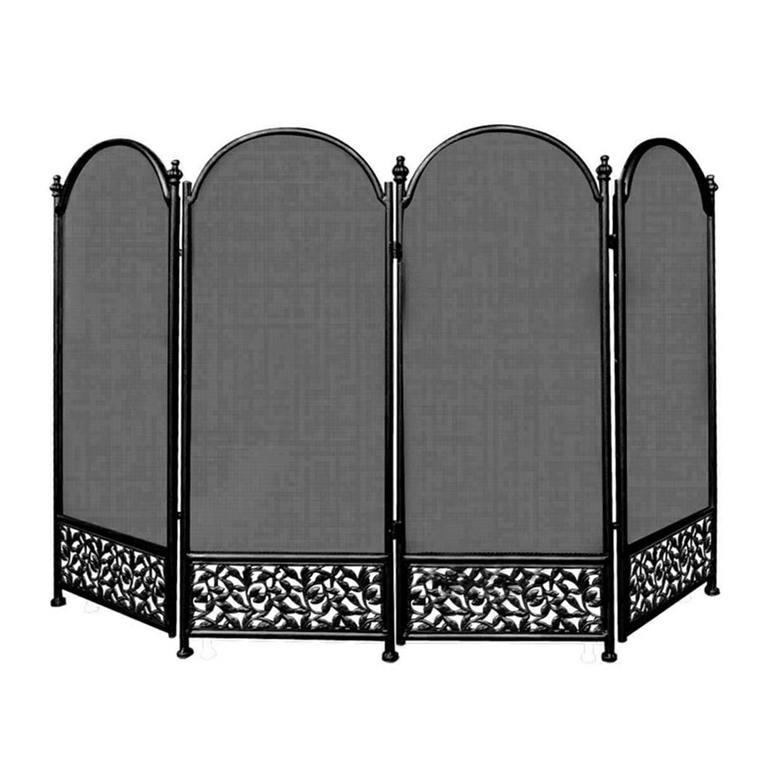 Pantalla de Chimenea Grande Chimenea Puerta de pie Malla Decorativa Protectora Protector Chimenea, Salvachispas Chimenea leña,Antichispas para Chimeneas de Leña, Rejilla Chimeneas Leña y (Color:Negro)