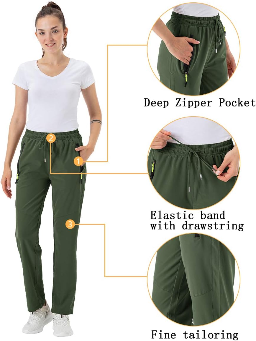 BGOWATU Women's Hiking Cargo Pants Quick Dry Lightweight Water Resistant Joggers Pants Zipper Pockets - Image 7