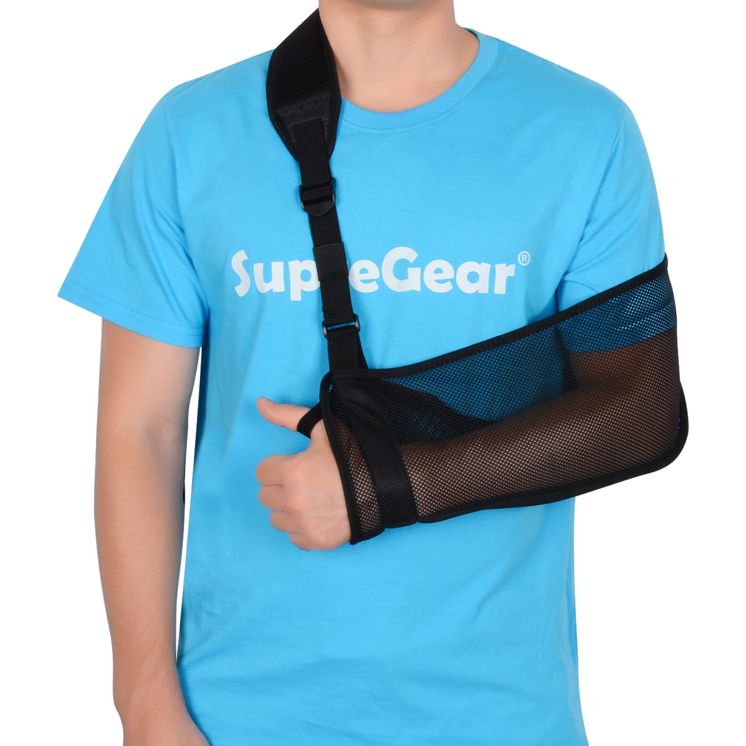 supregear Rete Tutore Braccio, Regolabile Leggera e Comoda Immobilizzatore per Spalla Traspirante Stabilizzatore per Spalla Destra Sinistra per Braccio Infortunato Gomito Polso Mano