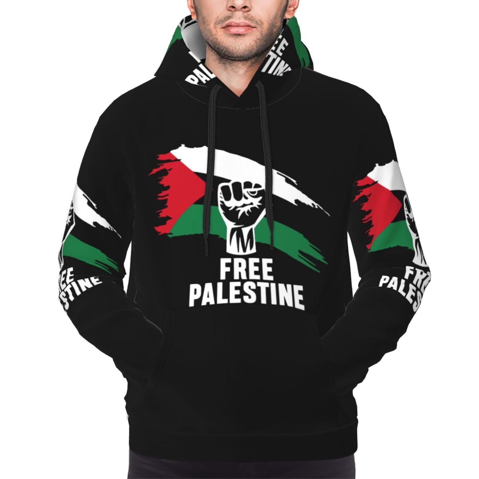 DJNGN Free Palestine Hoodies Men'S Woman Hoodie Unisex Sweatshirt Hooded Sweatshirt Black