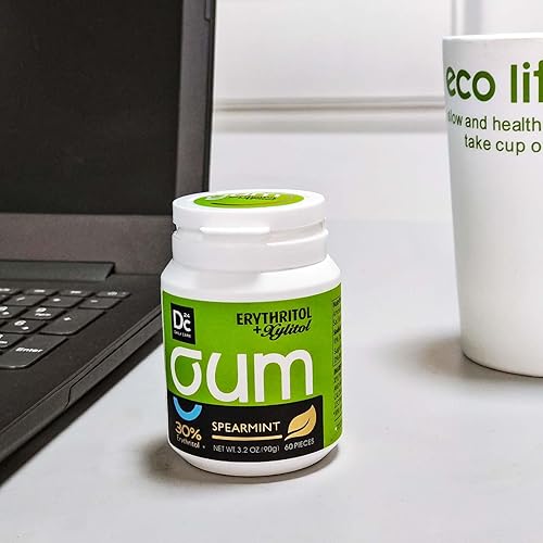 Miniatura 7 de DC24 DAILY CARE Goma de mascar sin azúcar hecha con xilitol y eritritol, sin aspartamo, goma de mascar baja en calorías, menta verde de larga