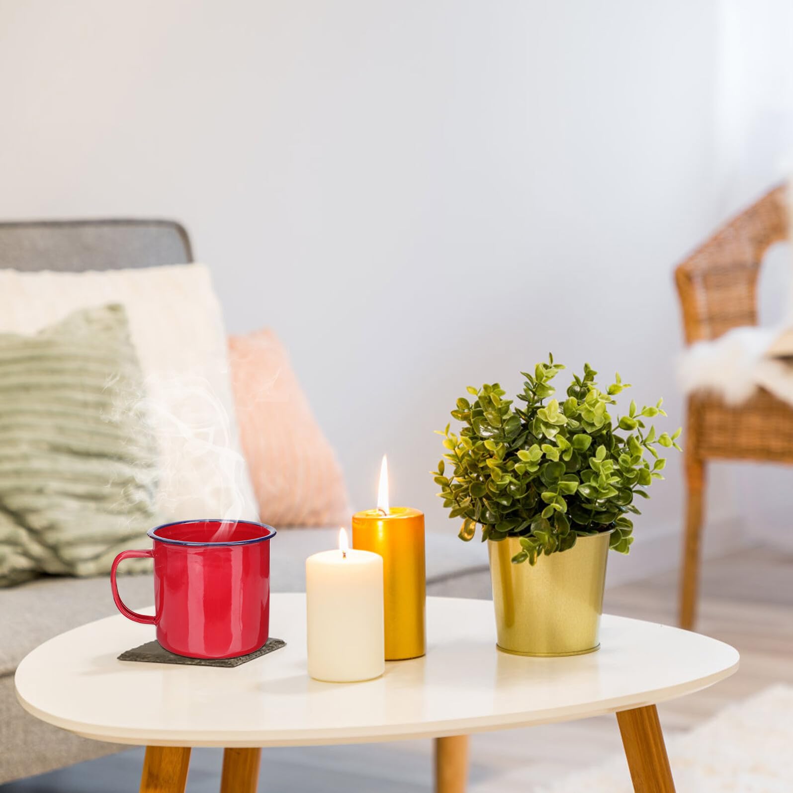 Cabilock 4 Stck Vintage Emaille Becher Retro Trinkbecher mit Henkel Robuster Kaffeetasse für Zuhause Büro Camping und Outdoor Multifunktionaler Kreativbecher für Kaffee Tee und Getränke