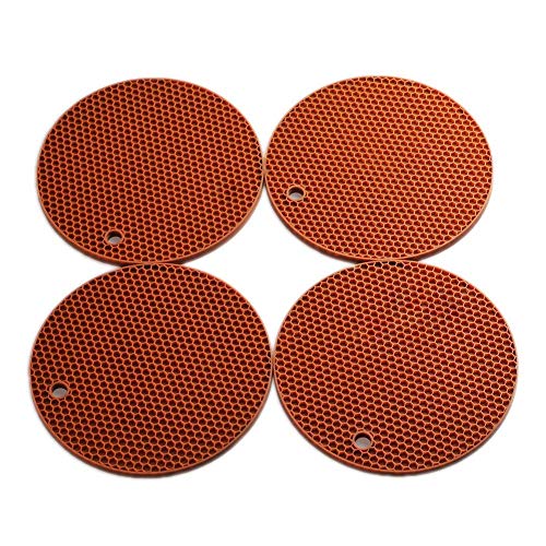 Image of Countertop Protector Heat Resistant Trivets for Hot Pots and Pans - Non-Slip Insulated Heat Pads for Kitchen Counter Brown Pack of 4