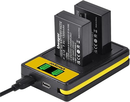 Uwayor Batería LP-E12 y cargador de batería dual para cámaras digitales Canon EOS M200, M100, M50, M50 Mark ii, M10, M2, M, Rebel SL1, 100D, SX70