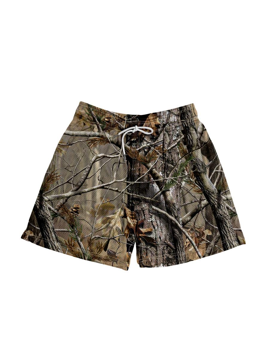 Mens Camo Mesh Graphic Athletic Shorts Lightweight Quick-Dry Workout Running Short Pants with Pockets