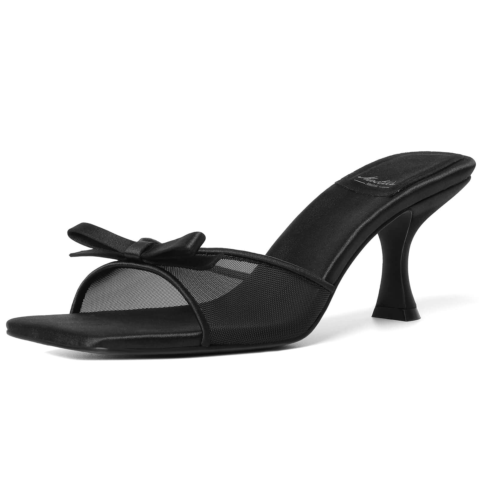 Mostrin Kitten Heels for Women Round Toe Heels With Bow Vintage Mules Sexy Slip on Stiletto Backless Sandals for Party Daily