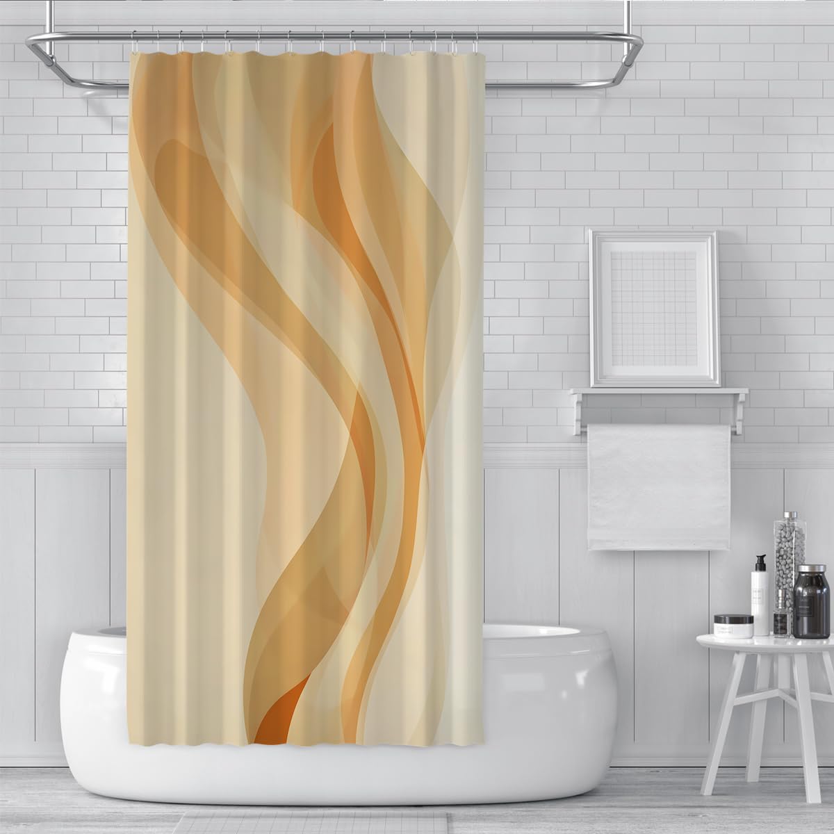 Minimalistischer gelber Abstrakter Duschvorhang fürs Bad 200 x 240 cm