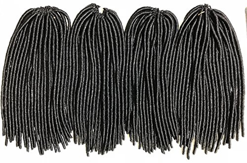 Faux Locs Crochet Hair 100% Kanekalon Fiber Straight Natural Dread Locs Style Braiding Hair Soft Feel Natural Look QCO Approved Hair Extension 14 Inches 4 Pack Bundle Deal (1 Black)