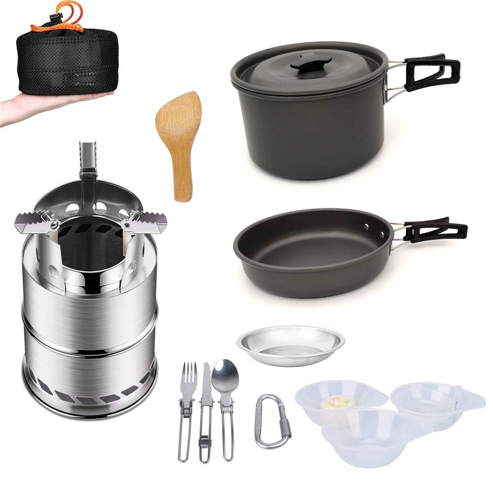 Sprzęt do namiotu plażowego kemping naczynia kuchenne zestaw bałagan garnek patelnia kuchenka szpatułka miska sport lekki aluminiowy plecak zestaw kuchenny z siatkową torbą na zewnątrz składany namiot kempingowy