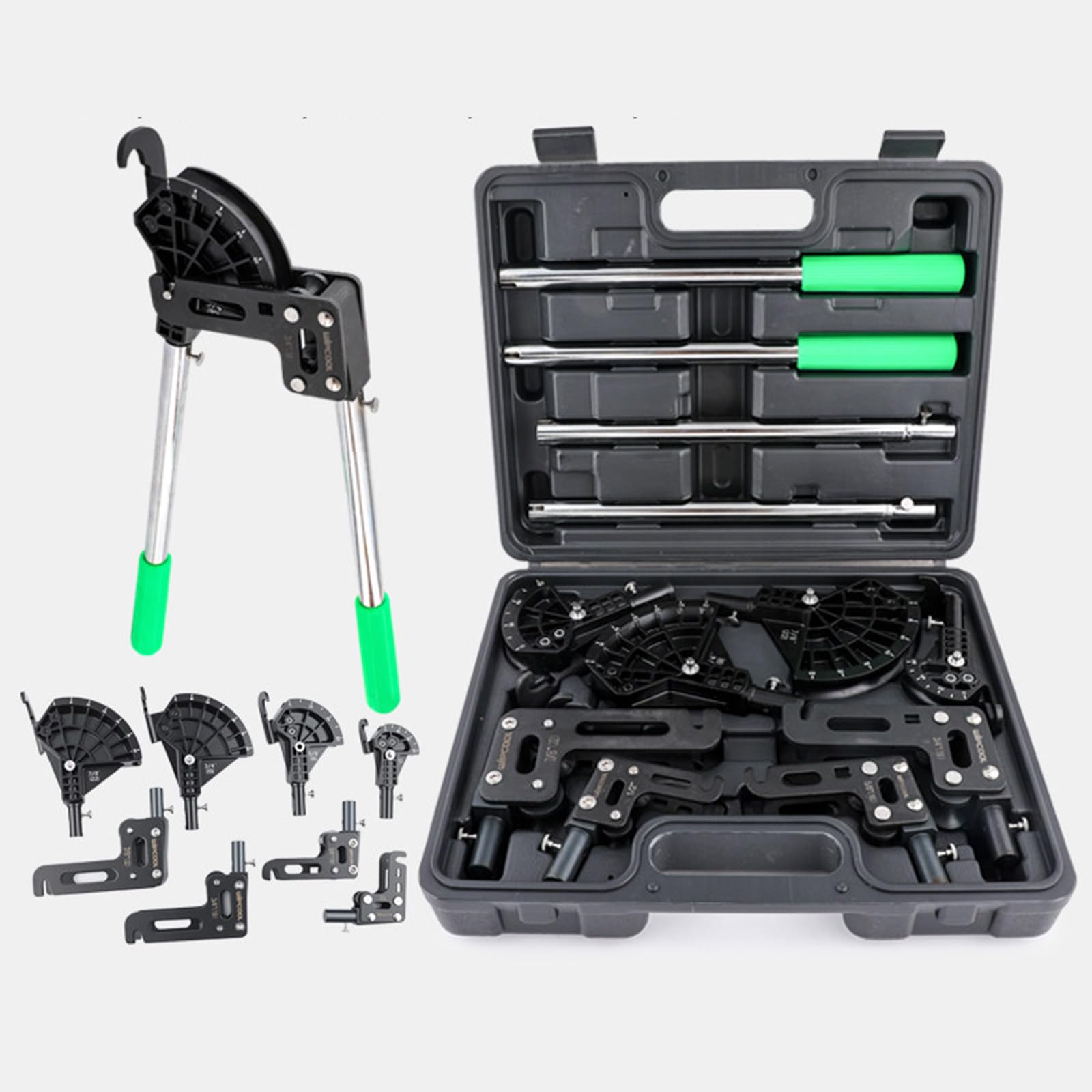 Esta dobladora de Tubos Manual de Alta Resistencia, de 12-22 mm y 1/2-7/8 Pulgadas, con 4 Matrices Desmontables para Doblar Acero, Metal y Tubos de Cobre, es Ideal para talleres de reparació