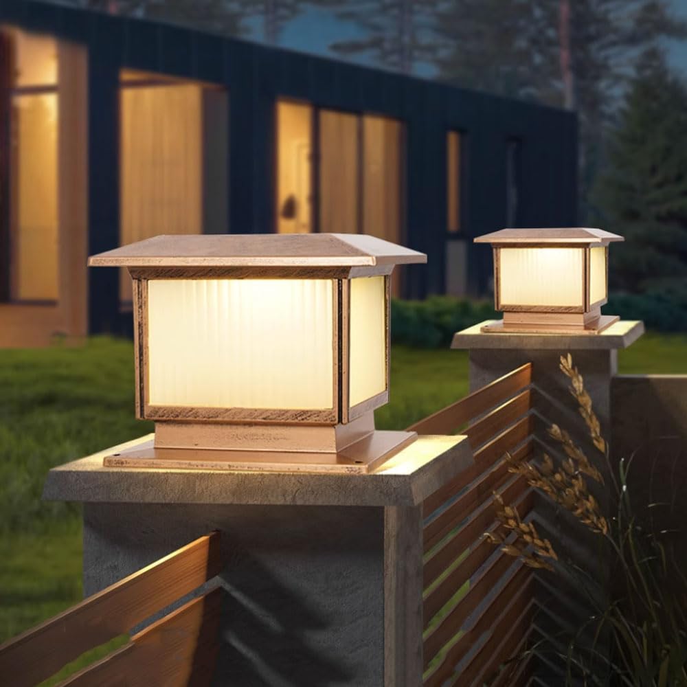 Lámparas Solares Para Postes, Grandes Luces Para Postes Exterior, Modernas Luces Para Columnas IP65 Impermeables Para Pedestal, Pilar, Lámpara Solar Para Columna Valla Terraza Iluminación Exterior