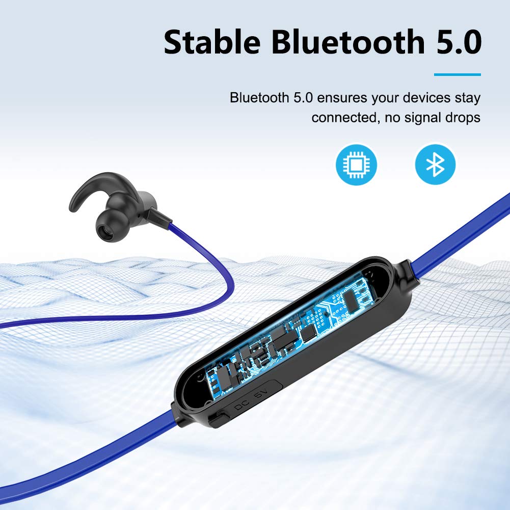 UXD Cuffie Bluetooth, Auricolari Bluetooth Senza Fili, Auricolari Bluetooth con CVC 8.0 Microfono Incorporato, 20 Ore di Tempo di Utilizzo, IPX7 Impermeabili, Cuffie Bluetooth Sport