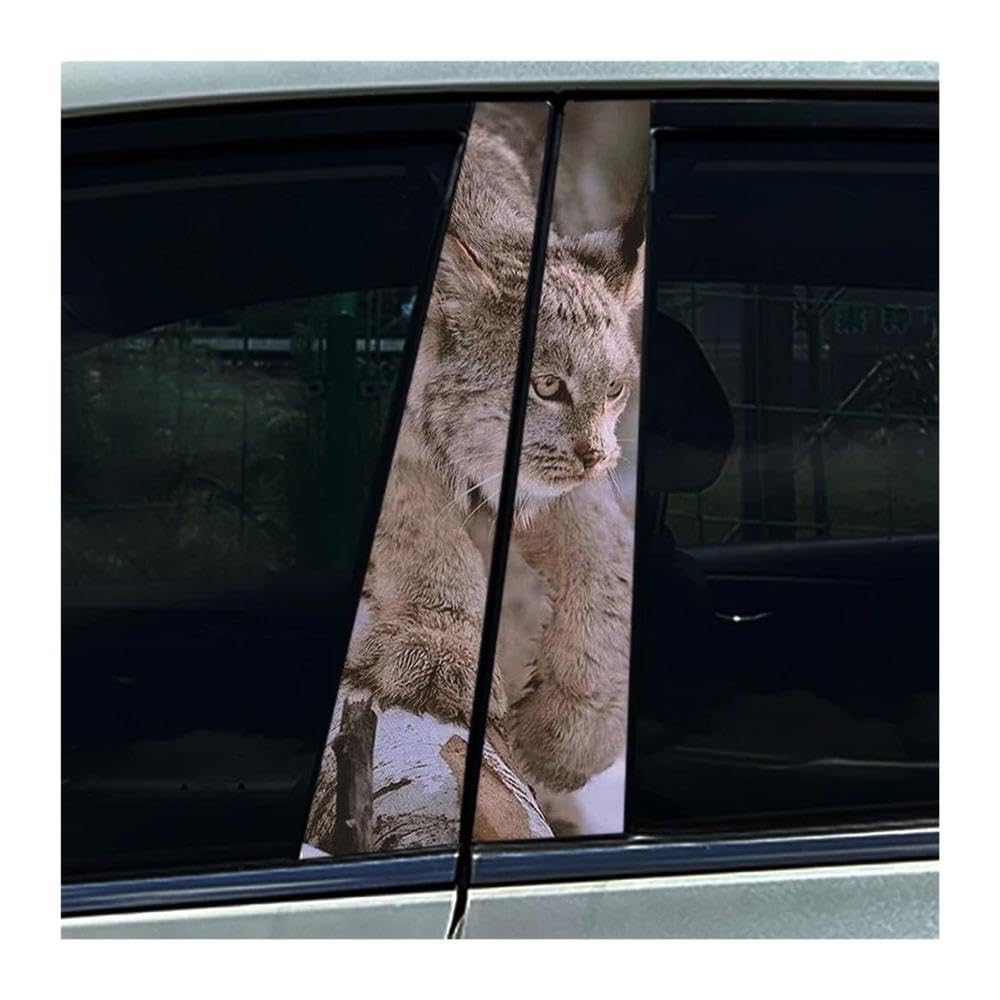 Body Parts 2pcs Auto B-Pillar Stickers Lynx Cat Car Center Column Decoration Cover Scratches Waterproof Decals(D)