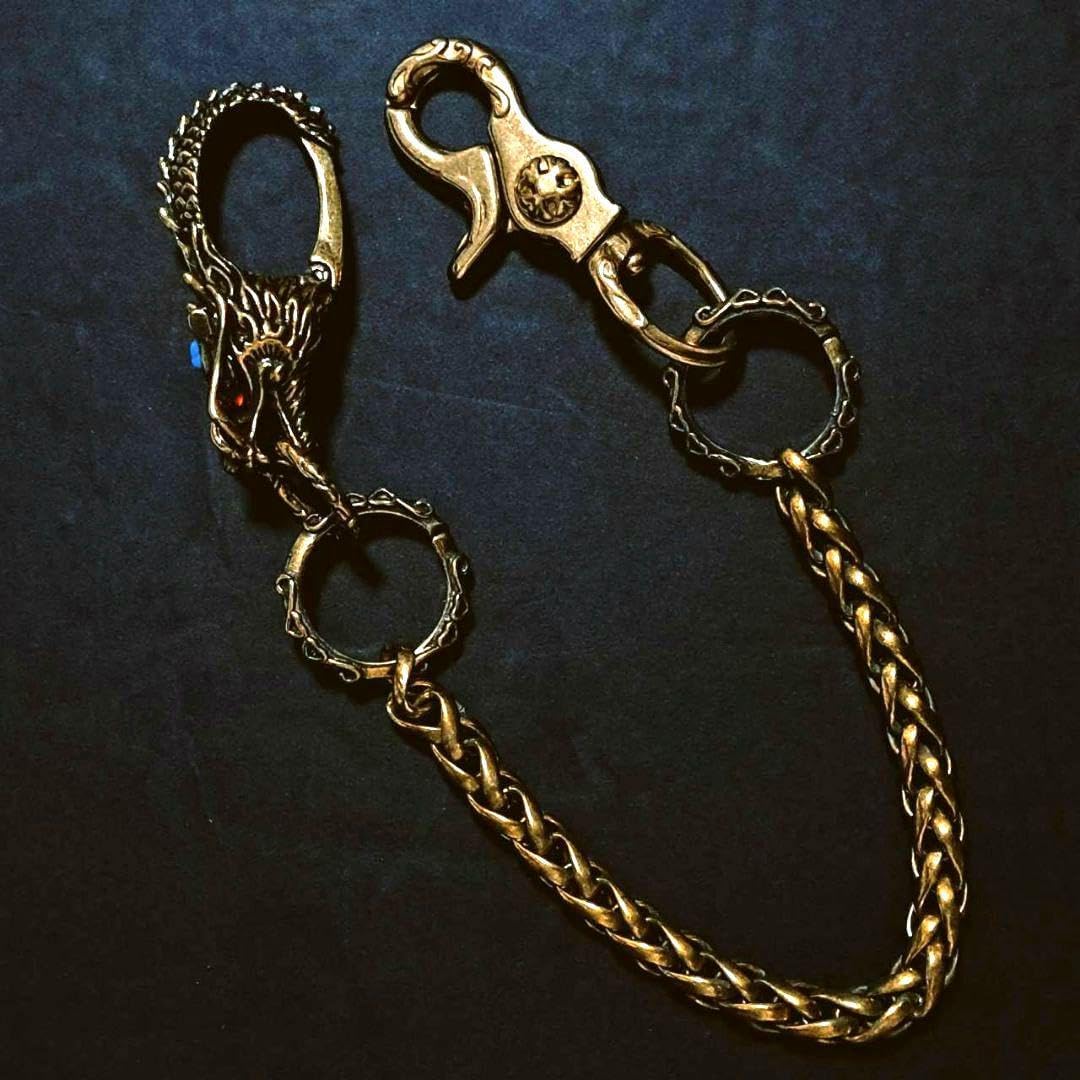 真鍮 ドラゴンフック ウォレットチェーン キーチェーン アクセサリー