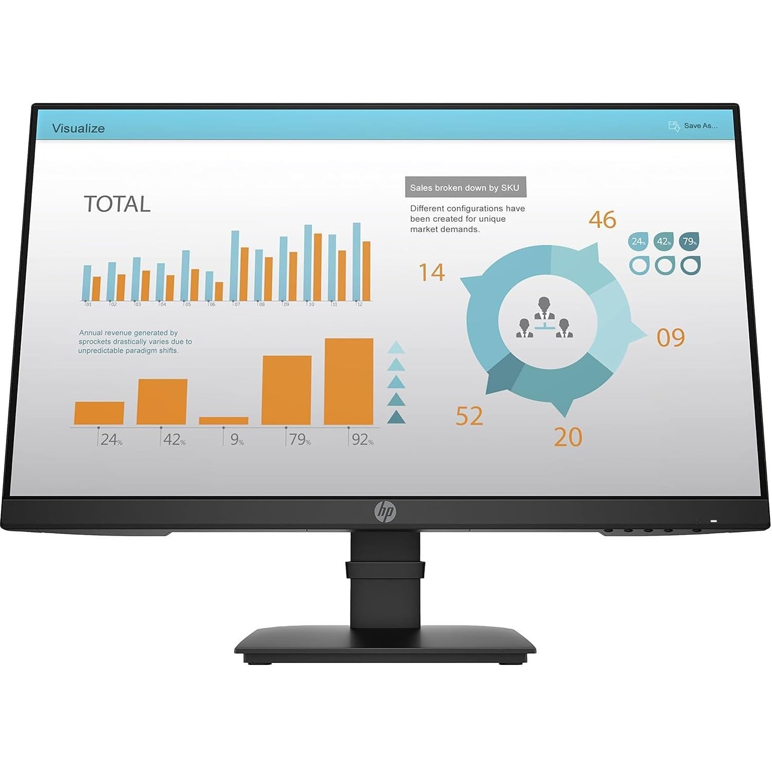 HP P24 G4 Monitor con Casse Audio, Schermo 23,8" FHD IPS, Risoluzione 1920 x 1080, Tempo Risposta 5 ms, Regolazione Inclinazione, Antiriflesso, DisplayPort, HDMI, VGA, Nero