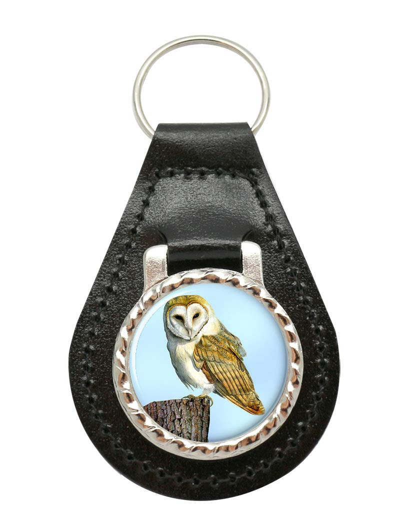 Giftshop UK Barn Owl Leather Key Fob