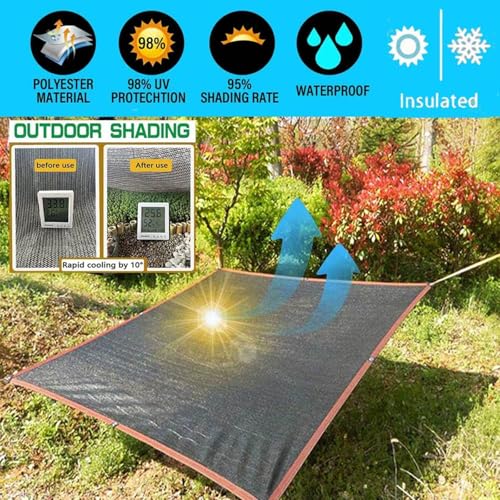 Voile d'ombrage rectangulaire noire 6x8m ajustable avec œillets de fixation