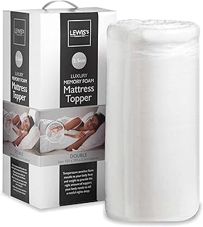 LEWIS'S Memory Foam Mattress Topper - Generous Thickness Mattress Topper with Back Support - Mattress Topper for Sofa Bed, Caravan, Old Mattress or Hard Mattress (Double, 2.5m Thick)